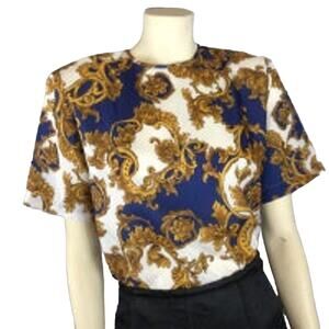 American Vintage Judy Bond Baroque Pattern short sleeved blouse size medium